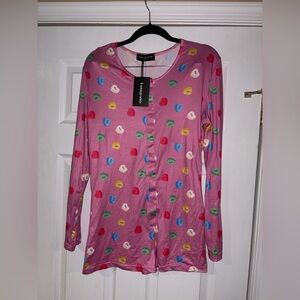 NEW Loungeable sweetie pajama romper in pink women size medium